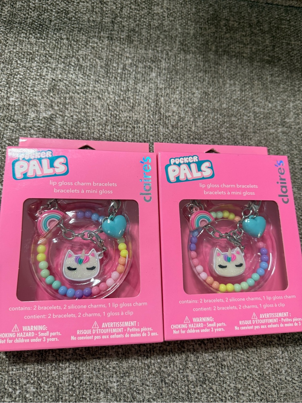 Claire's Pucker Pals Pastel Unicorn Bead Charm Bracelets - Set of 2